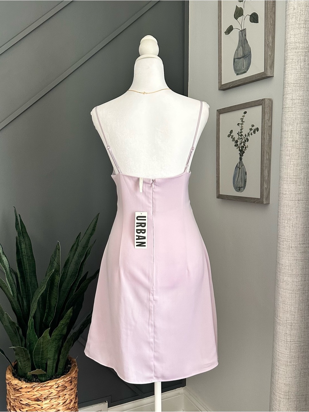 Urban Outfitters Lavender Satin Slip Dress with Cowl Detail - Picture 4 of 6